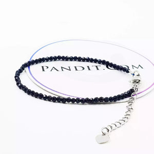 Black Tourmaline Adjustable Diamond Cut Bracelet