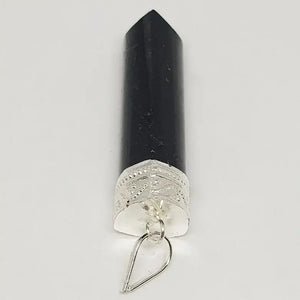Black Tourmaline Cap Pencil Pendant