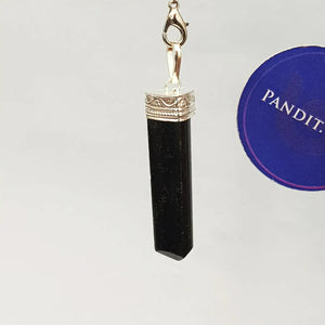 Black Tourmaline Cap Pencil Pendant