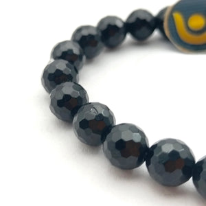 Black Tourmaline Diamond Cut Bracelet