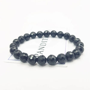 Black Tourmaline Diamond Cut Bracelet