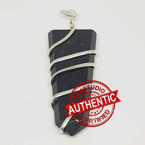 Black Tourmaline Spiral Pencil Pendant