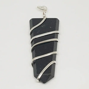 Black Tourmaline Spiral Pencil Pendant