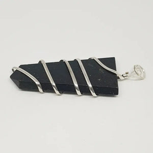 Black Tourmaline Spiral Pencil Pendant