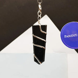 Black Tourmaline Spiral Pencil Pendant
