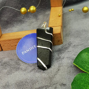 Black Tourmaline Spiral Pencil Pendant