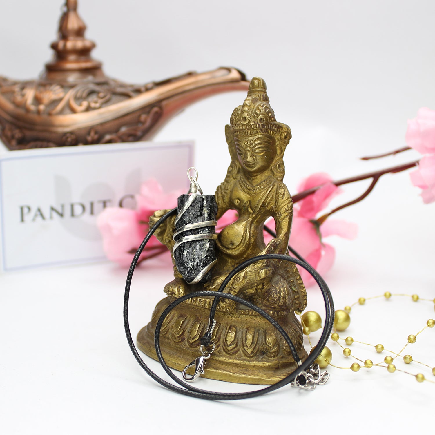 Black Tourmaline Spiral Pendant