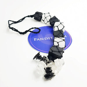 Black Tourmaline With Selenite Car Hanging Raw Stones