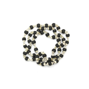 Black Tulsi Mala with Silver Capping