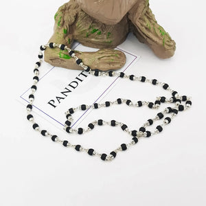 Black Tulsi Mala With Silver Capping