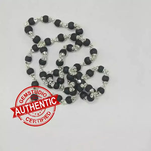 Black Tulsi Mala with Silver Capping