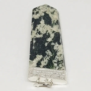 Black White Tourmaline 7 Chakra Pencil Pendant