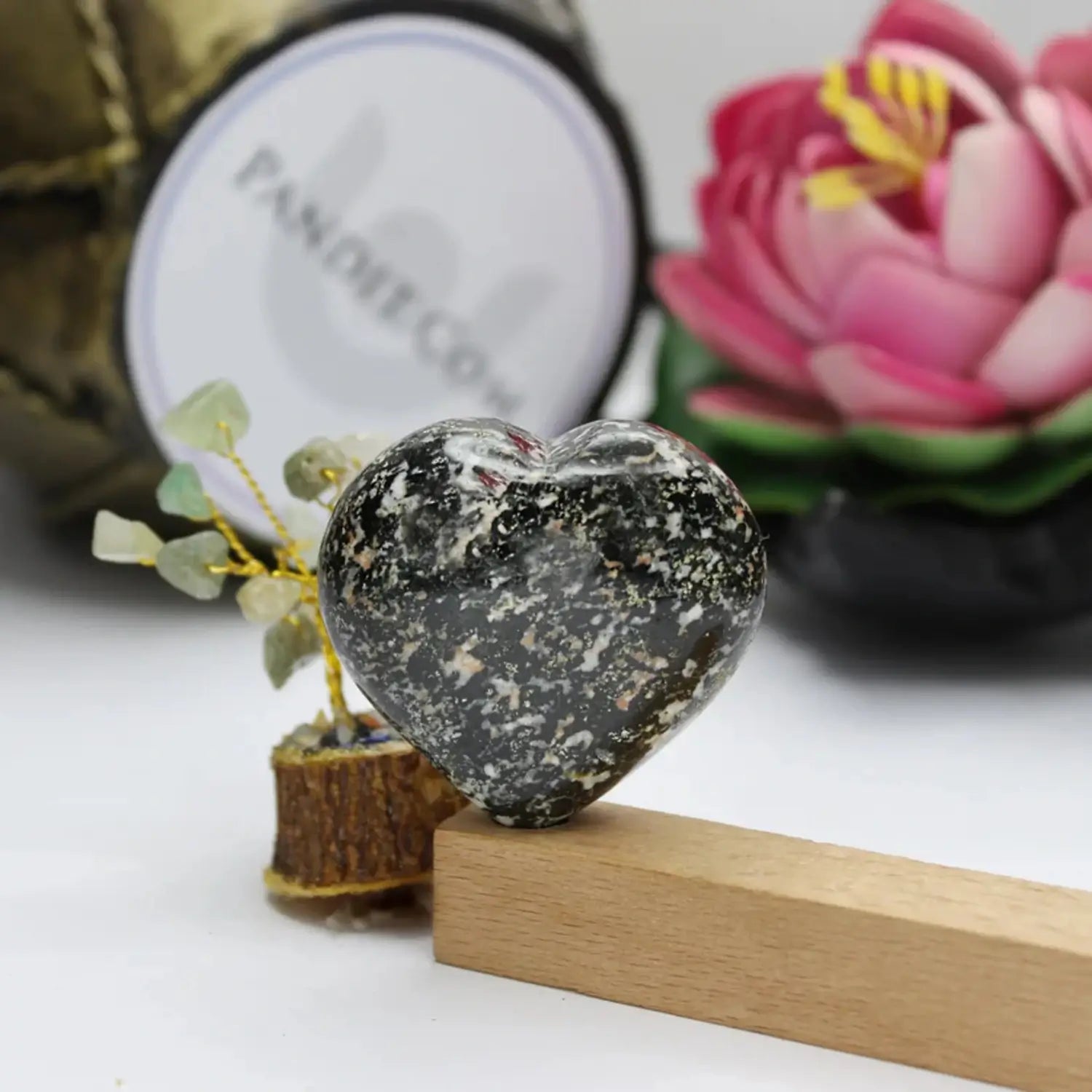 Black White Tourmaline Healing Crystal Heart Stone