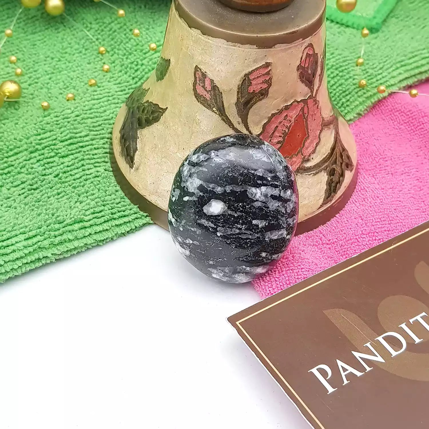 Black White Tourmaline Healing Crystal Palm Stone