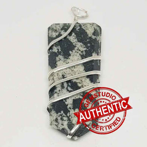 Black White Tourmaline Spiral Pencil Pendant