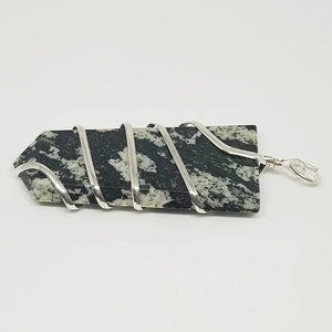 Black White Tourmaline Spiral Pencil Pendant