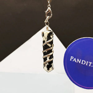 Black White Tourmaline Spiral Pencil Pendant