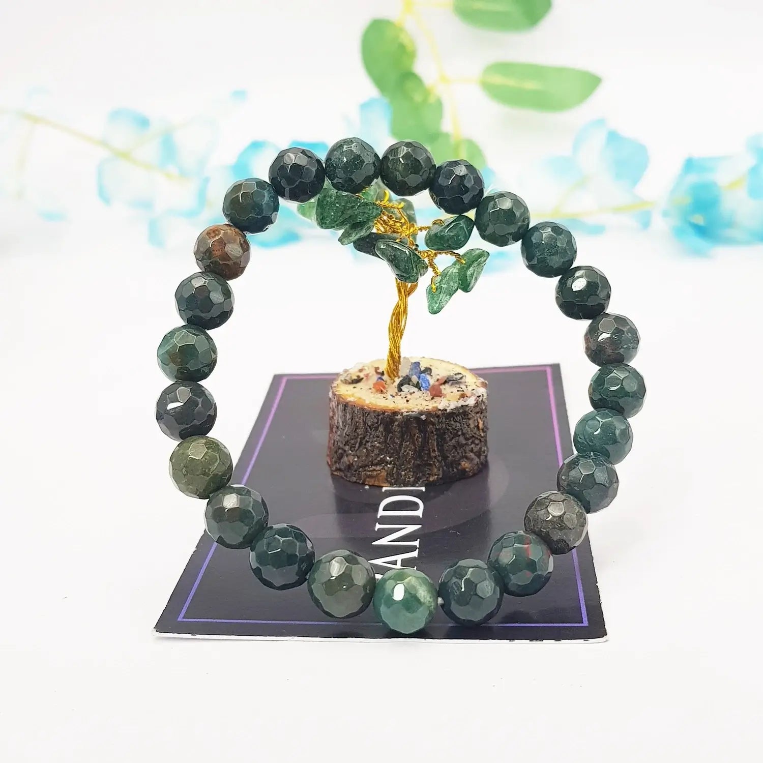 Blood Agate Diamond Cut Bracelet