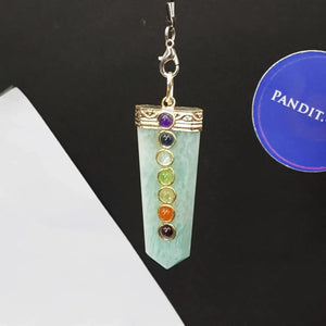Blue Amazonite 7 Chakra Pencil Pendant