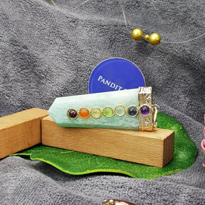 Blue Amazonite 7 Chakra Pencil Pendant