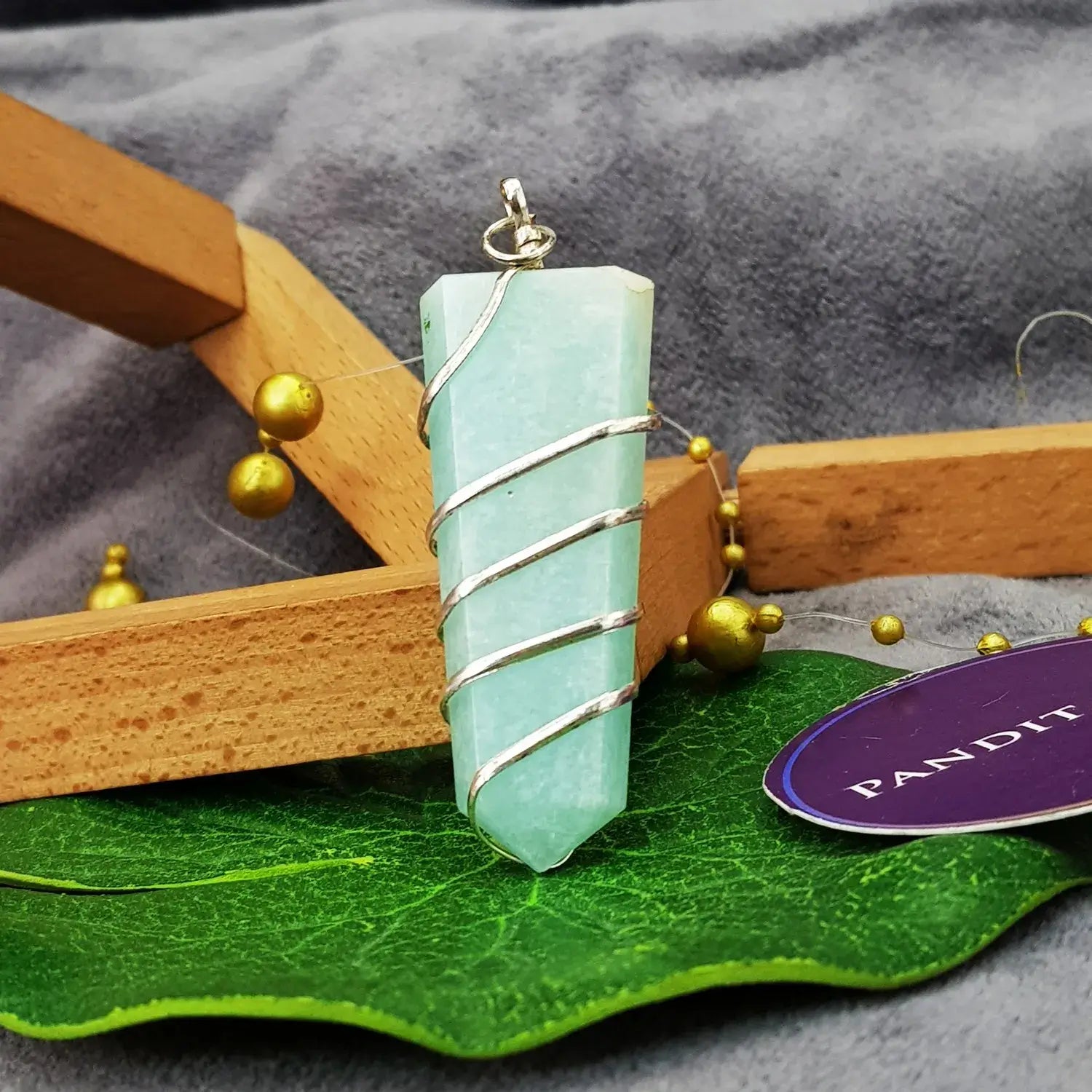 Blue Amazonite Spiral Pencil Pendant