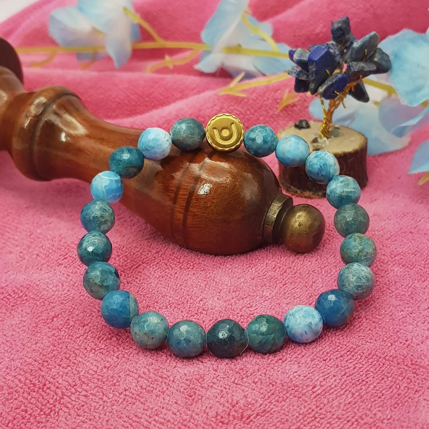 Blue Apatite Diamond Cut Bracelet