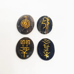 Blue Aventurine Reiki Symbol Healing Stones Set