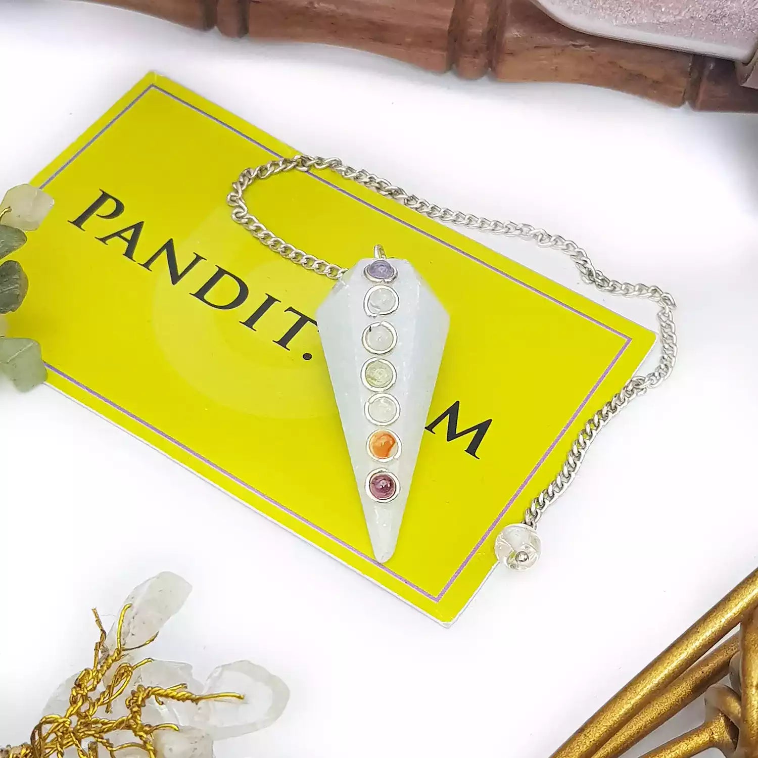 Blue Calcite 7 Chakra Dowsing Pendulum