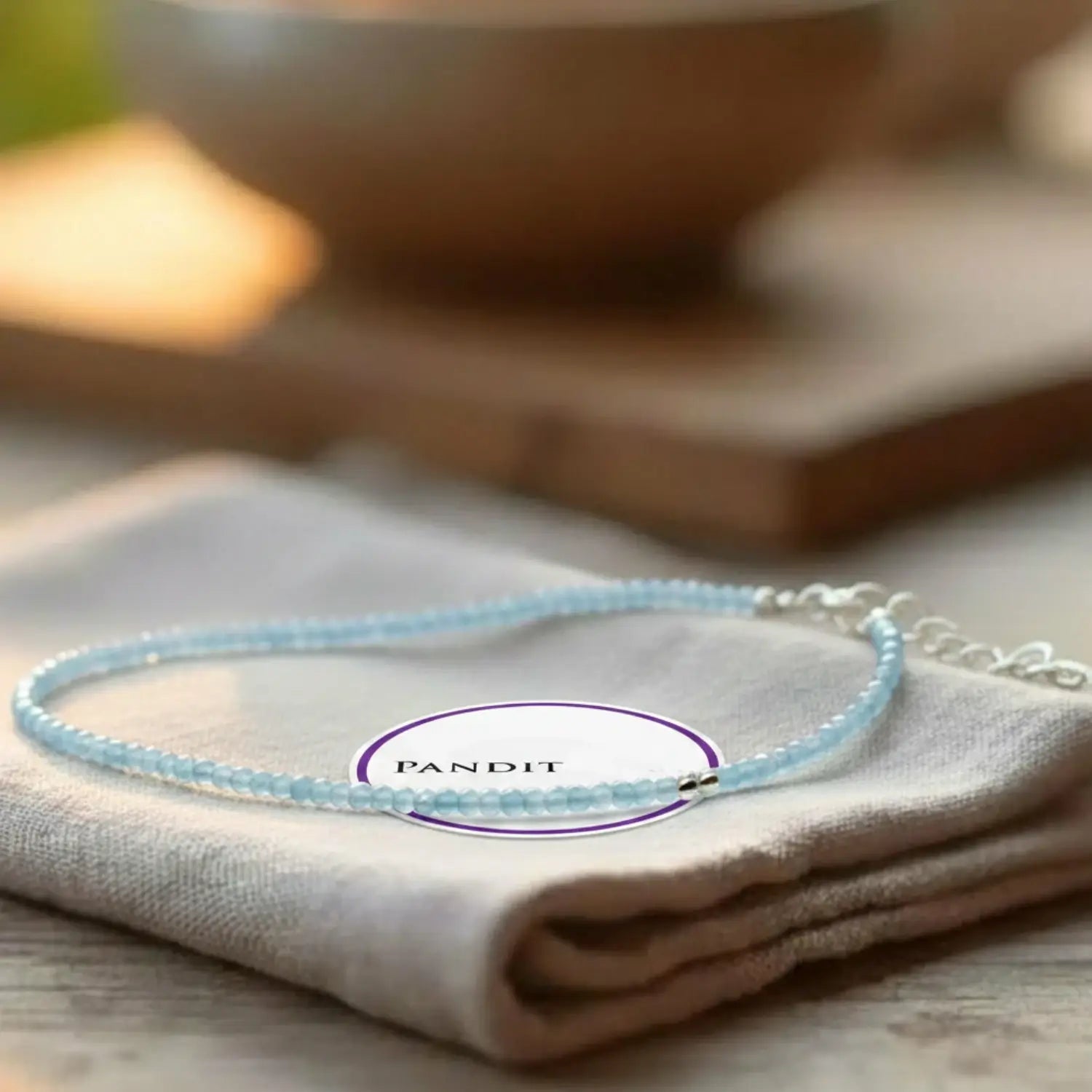 Blue Chalcedony Anklet — main anklet view showing stones and chain