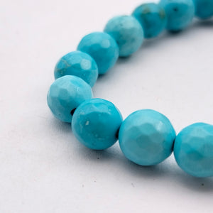 Blue Magnesite Turquoise Diamond Cut Bracelet