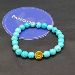 Blue Magnesite Turquoise Diamond Cut Bracelet