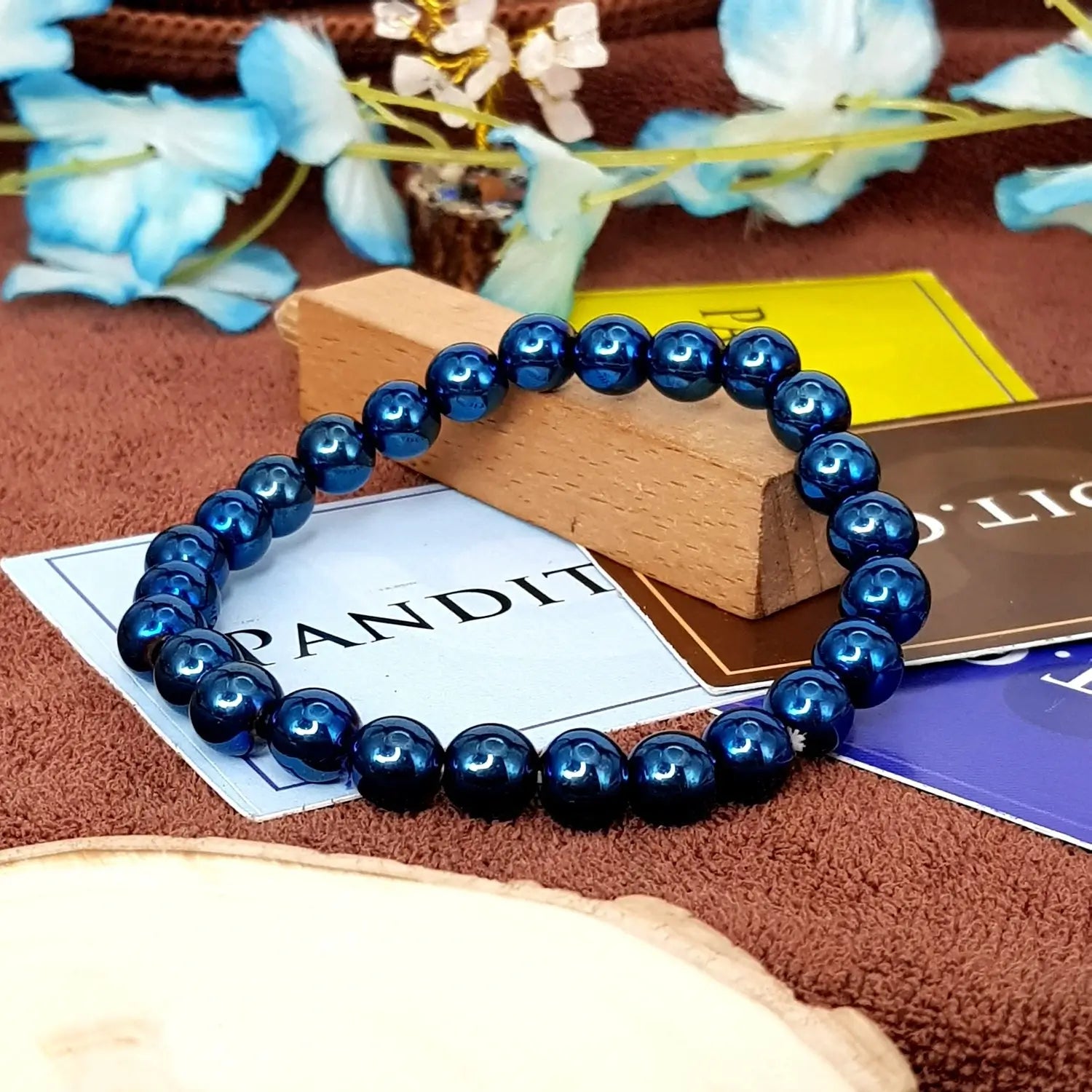 Blue Peacock Hematite Bracelet
