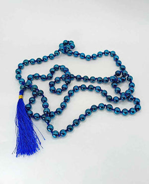 Blue Peacock Hematite Mala