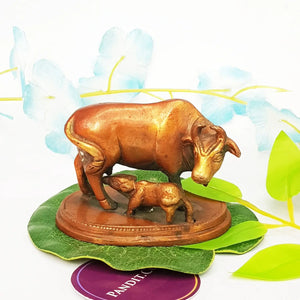 Brass Kamdhenu Cow With Calf Idol