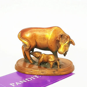 Brass Kamdhenu Cow With Calf Idol