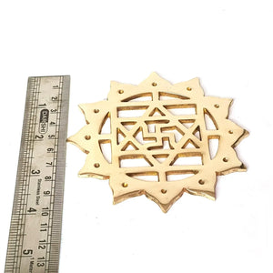 Brass Swastik with Lotus Flower Plate — alternate angle view