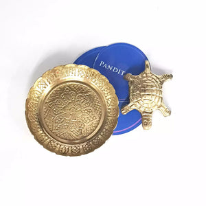 Brass Turtle with Plate for Positive Energy