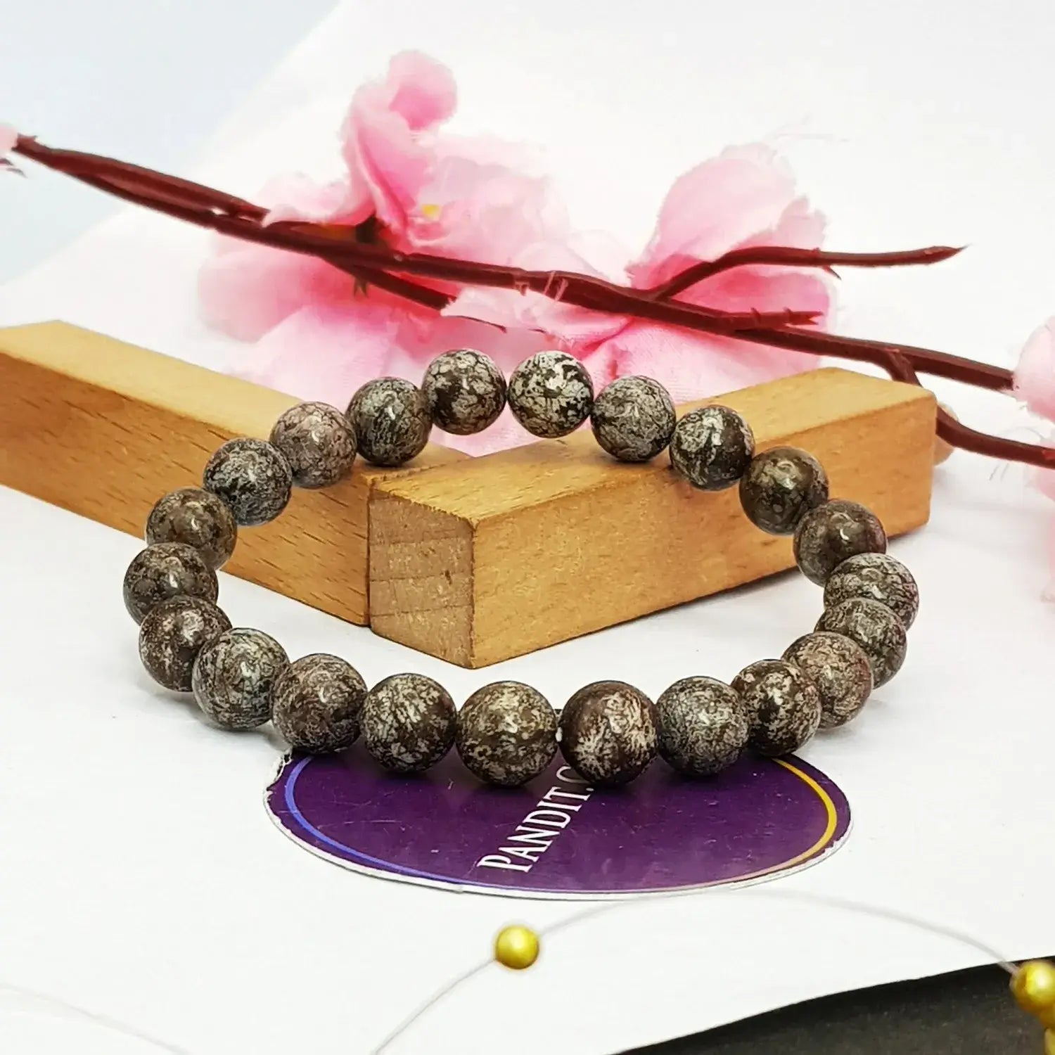Brown Snowflake Obsidian Bracelet