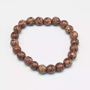 Brown Snowflake Obsidian Diamond Cut Bracelet