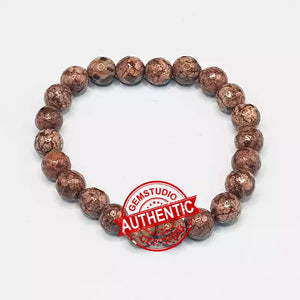 Brown Snowflake Obsidian Diamond Cut Bracelet