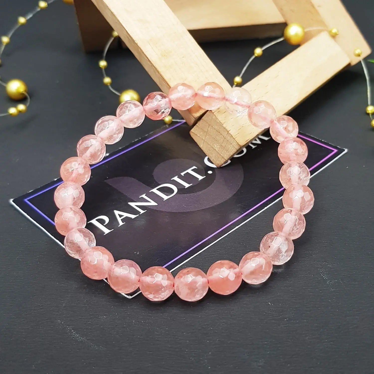 Cherry Quartz Diamond Cut Bracelet