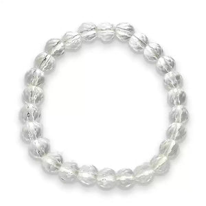 Clear Diamond Cut Glass Bracelet