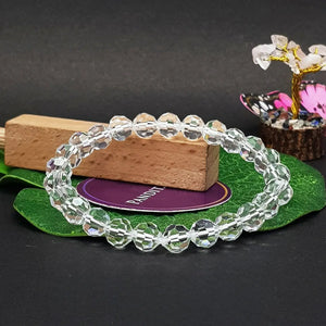 Clear Diamond Cut Glass Bracelet