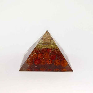 Coil Quartz Orgone Pyramid with Rudraksha Beads