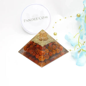 Coil Quartz Orgone Pyramid With Rudraksha Beads