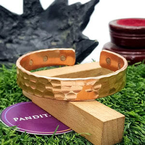 Copper Bracelet — front view of bracelet showing beads and stringing