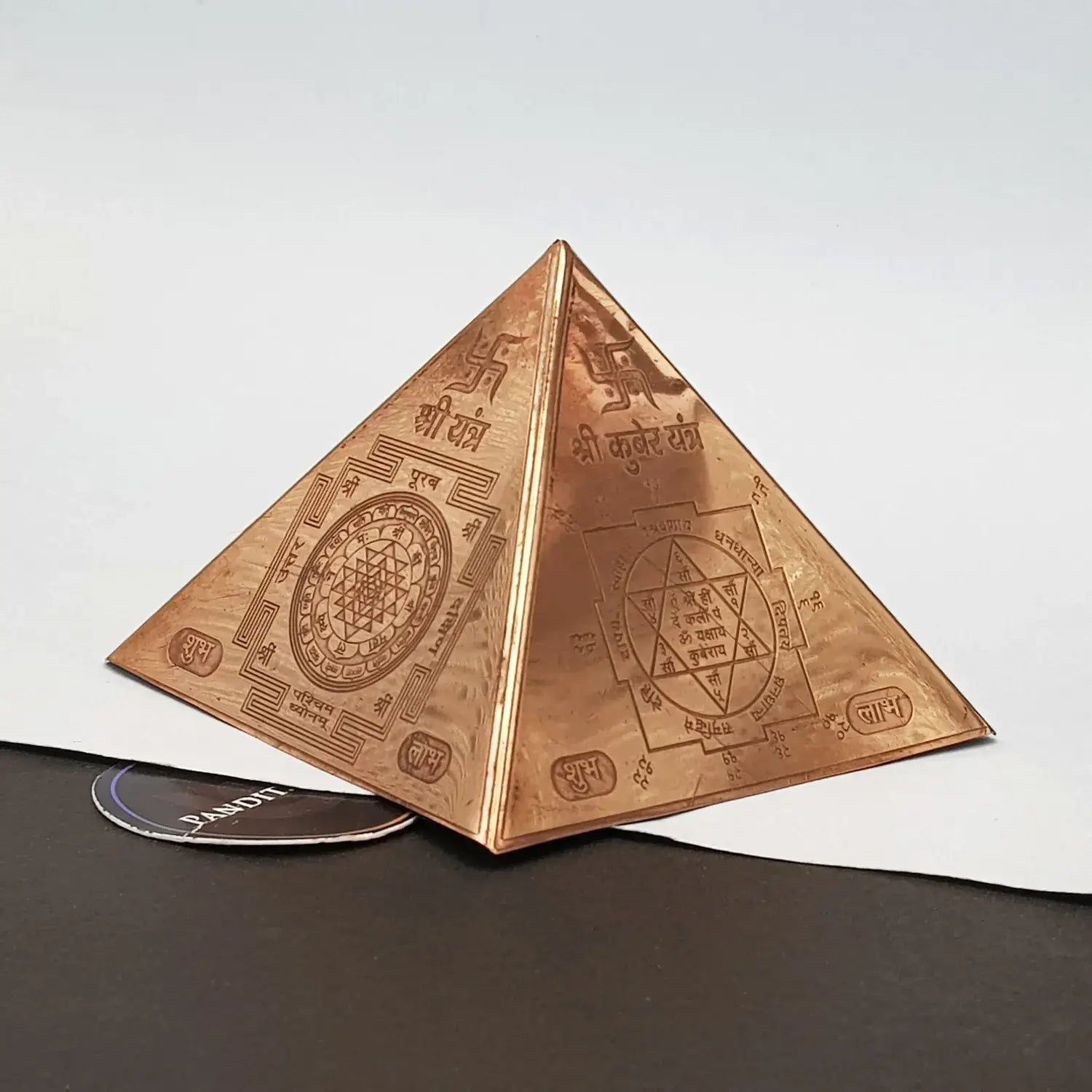 Copper Pyramid for Positive Energy — top view showing apex point