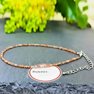 Copper Rutilated Quartz Anklet — main anklet view showing stones and chain