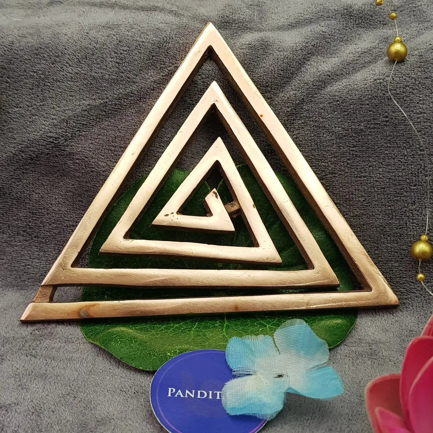 Copper Triangle For Positive Energy — close-up detail showing texture and craftsmanship