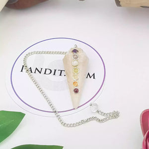 Cream Moonstone 7 Chakra Dowsing Pendulum
